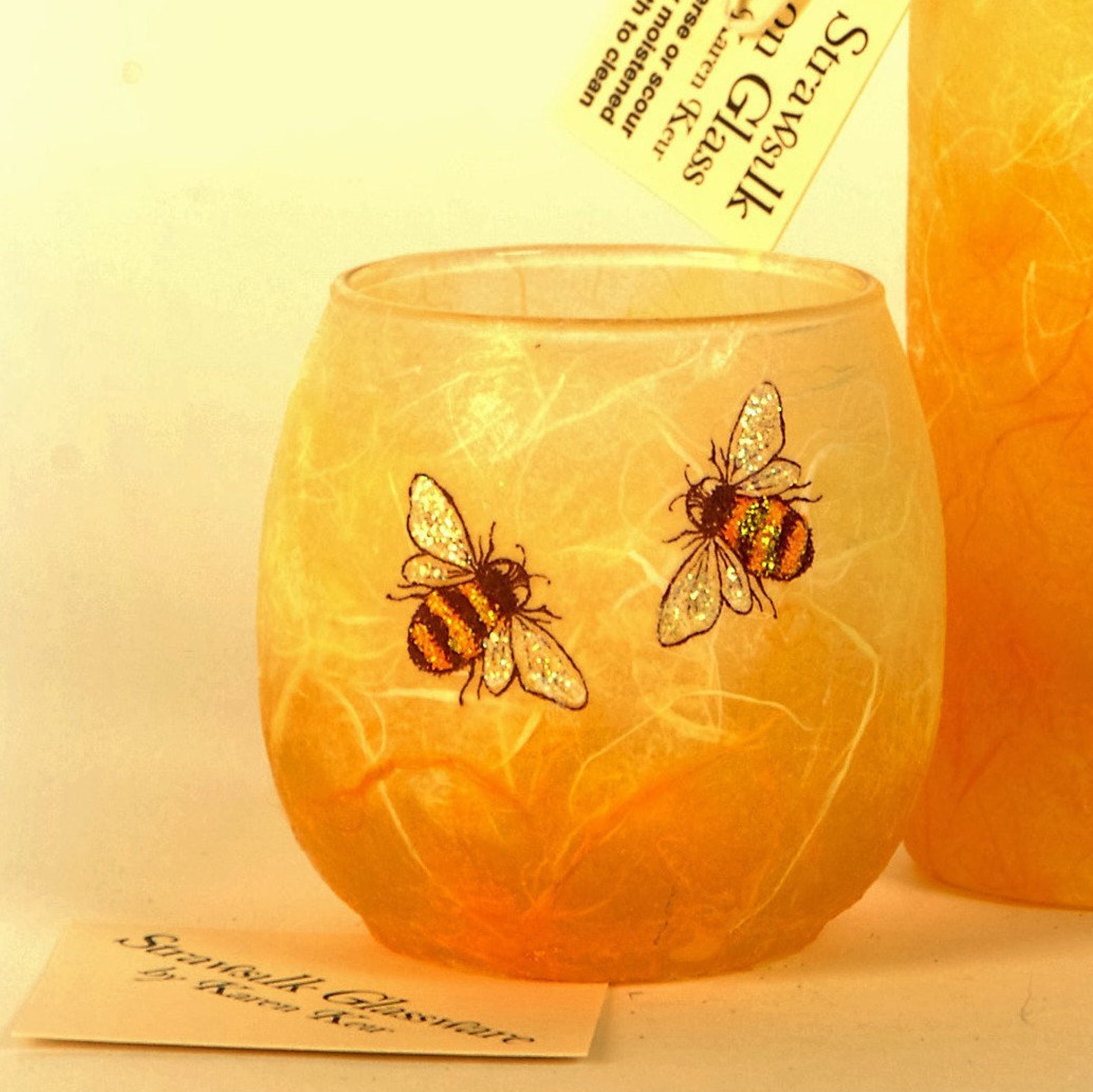 Best Selling Bee Candle Holder Glittery Bees on Golden Honey Etsy UK