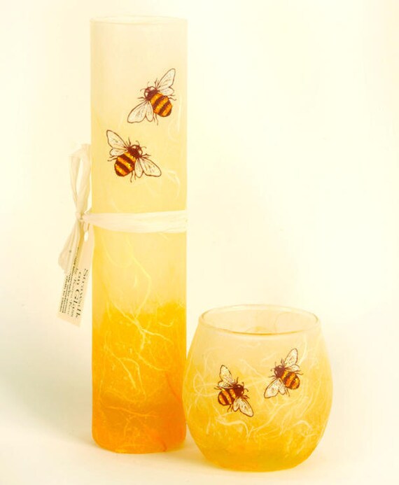 Honey bee cylinder vase candle holder Set lovely gift Etsy