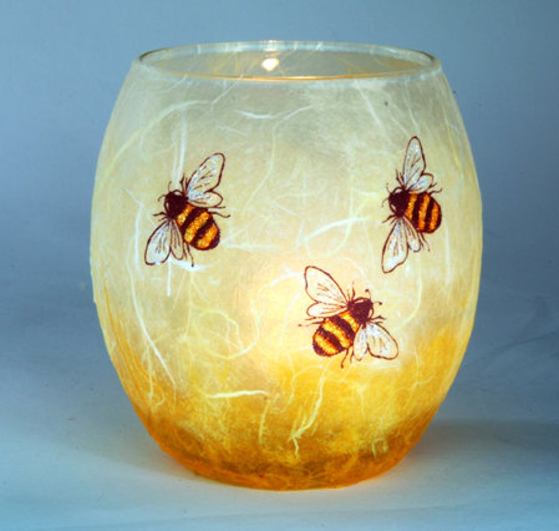 Bee candle holder medium sparkly dainty bees on honey and Etsy