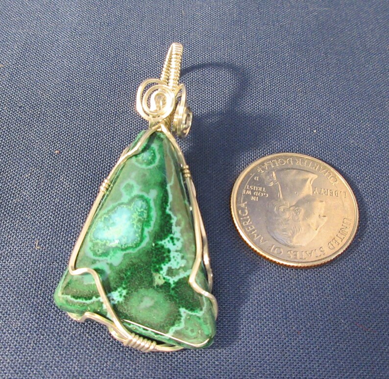 Chrysocolla Pendant Wire Wrapped in a Tarnish Resistant Silver Etsy