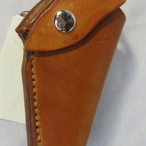 Leather Holster for a North American Revolver 22 Cal, English Bridal color, Metal Belt Clip, Handmade