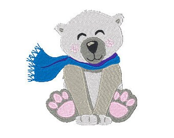 Polar Bear Embroidery Design – Cute Winter Animal (Instant Download)