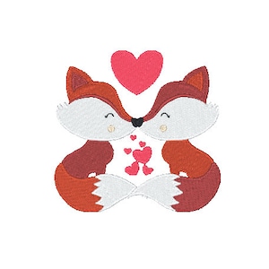 Love Foxes digital embroidery file-Machine Embroidery File-Embroidery Pattern-Digital Embroidery Pattern