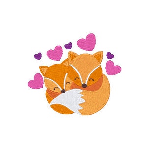Fox Couple digital embroidery file-Machine Embroidery File-Embroidery Pattern-Digital Embroidery Pattern