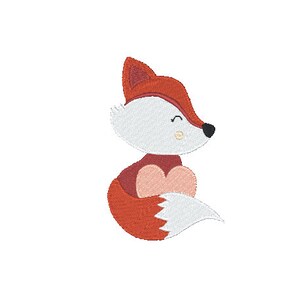 Fox with heart Valentines Day digital embroidery file-Machine Embroidery File-Embroidery Pattern-Digital Embroidery Pattern