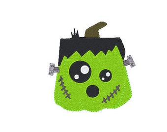 Frankenstein Pumpkin Embroidery Design, Halloween Machine File (Digital Download)