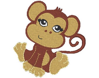 Baby Monkey Embroidery Design, Machine Embroidery Pattern (Digital Download)