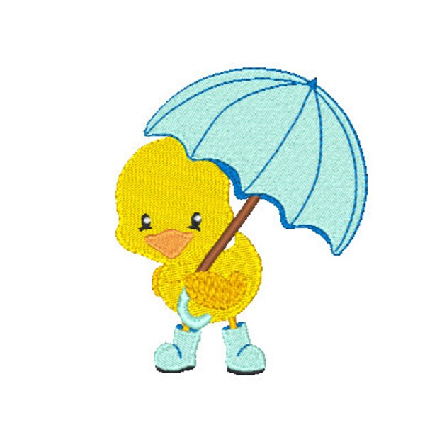 Little duck with umbrella digital embroidery file-Machine Embroidery File-Embroidery Pattern-Digital Embroidery Pattern