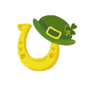 Derby and Horseshoe Saint Patrick&#39;s Day digital embroidery file-Machine Embroidery File-Embroidery Pattern-Digital Embroidery Pattern