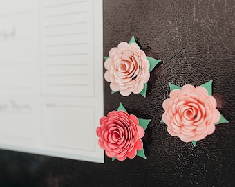 Paper Flower Refrigerator Magnets - Fridge Magnets - Housewarming Gift - Office Cubicle Decor -  Bulletin Board Magnets - Custom Magnets