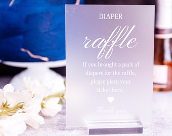 Diaper Raffle Sign - Fun Baby Shower Game - Baby Shower Acrylic Sign