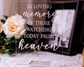Wedding Memorial Sign - In Loving Memory Acrylic Sign Wedding - Memorial Wedding Table - Wedding Memorial Table Sign - Engraved Acrylic Sign