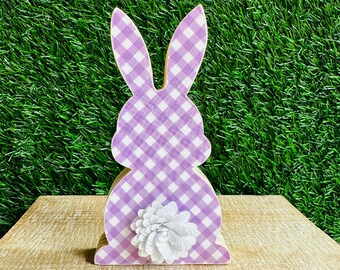 Purple Wooden Bunny - Easter Table Decor - Bunny Sign - Wood Bunnies