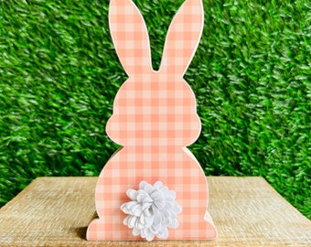 Wood Easter Bunny - Cute Desk Decor - Wooden Rabbit
