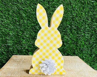 Wood Easter Bunny - Cubicle Decor - Easter Table Decor - Spring Tiered Tray