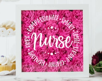 Nurse Graduation Gift - Gift for Nurse - Registered Nurse - Nursing School Gift - Nurse Appreciation - Nurse Gift Ideas - Flower Shadow Box