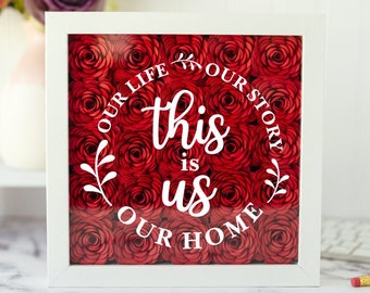 New Home Sign - New Home Gift - Family Wall Decor - New Homeowner Sign - Paper Flower Wall Art - Housewarming Gift First Home - Shadow Box