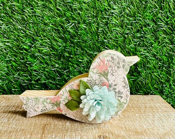 Bird Shelf Decor - Spring Tiered Tray Decoration - Bird Figurine