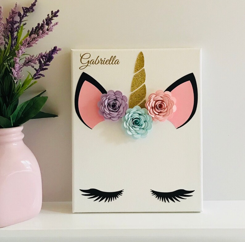 Unicorn Wall Art Personalized Unicorn Canvas Unicorn Gifts Etsy
