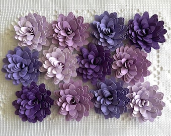 Purple Paper Flowers - Small Paper Flowers - Bulk Fake Flowers - Mini Faux Flowers - Grad Cap Decor - Party Decorations - Starburst Flowers