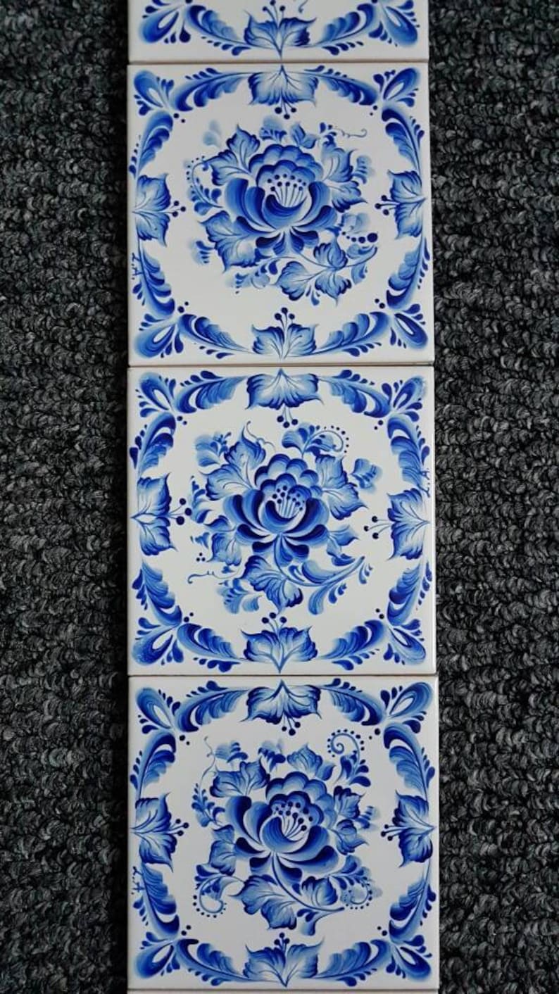 Hand Painted Ceramic Tiles 10 X 10 Cm Fire Place Kitchen Etsy Australia
