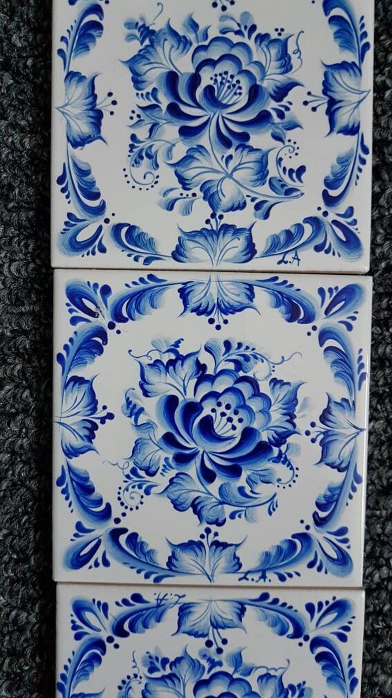 Hand Painted Ceramic Tiles 10 X 10 Cm Fire Place Kitchen Etsy UK