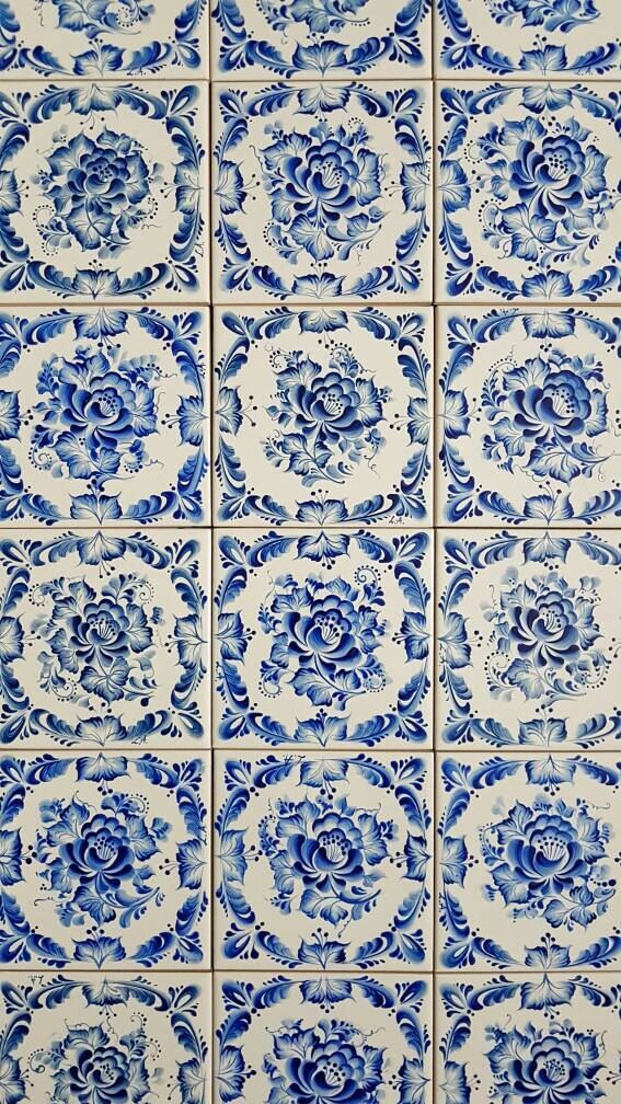 Hand painted ceramic tiles 10 x 10 cm fire place kitchen Etsy