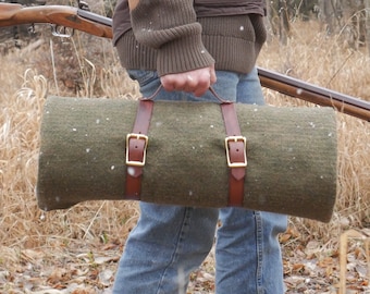 Leather Wool Blanket Bundle Strap For Backpack With Or Without Blanket