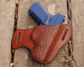 Leather Pancake Holster For Glock 19 PSA Dagger Compact 9mm Hand Made Custom EDC OWB