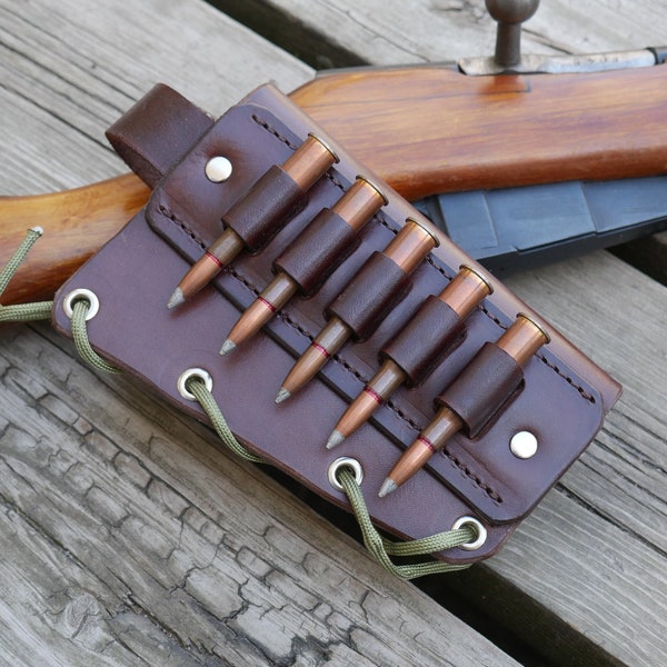 Custom Leather Ammunition Carrier Buttstock Saddle Mosin Nagant 7.62x54r Rifle