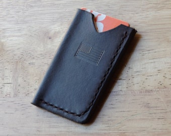 Leather Card Wallet Hand Made Made Super Slim Back Saver Customization Hold Three Cards Mossberg