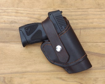 Funda de cuero hecha a mano para pistola Taurus G3c G2c de 9 mm, funda de campo EDC compacta, funda OWB para Smith y Wesson, M&P Shield