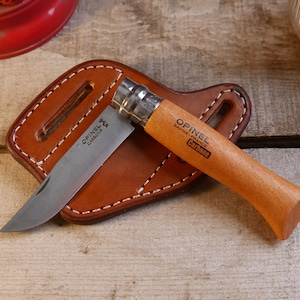 Leather Belt Sheath Case For Opinel NO9 Pocket Knife