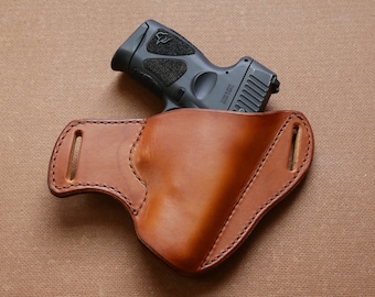 Leather Compact 9mm Pistol Pancake Sheath G3c Glock 19