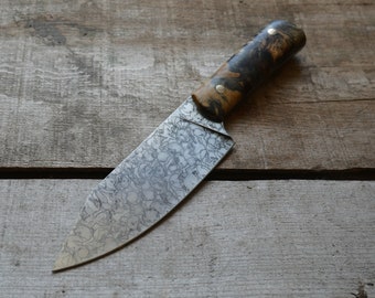 Hand Forged Chief Knife With Mustard Patina And Buckeye Burl