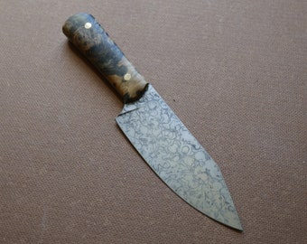 Hand Forged Chief Knife With Mustard Patina And Buckeye Burl
