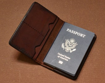 Cartera de cuero para pasaporte para llevar todos los días la tarjeta de crédito