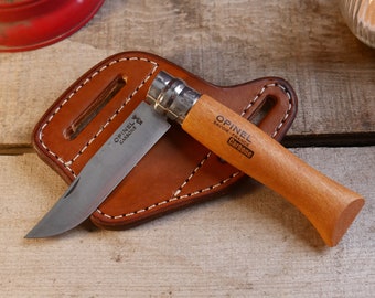 Leather Belt Sheath Case For Opinel NO9 Pocket Knife