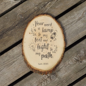 Bible Verse Log Wall Hanger Psalm 119:105