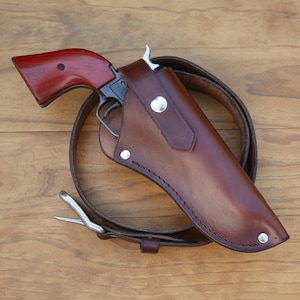 Étui pour revolver .22lr Ruger Wrangler Heritage Rough Rider fabriqué à la main en cuir véritable 4,75 pouces barils Huckleberry Western Cowboy 16 ROHM