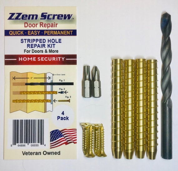 Permanent Stripped Screw Hole Repair Kit And Door Security All In One 4 Pk 3 Zzem Screw For Door Hinges Strike Plates Gates And More