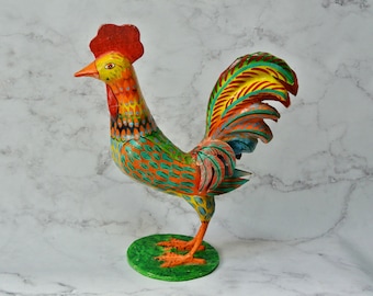 Vintage Paper Mache Rooster, Folk Art Paper Mache