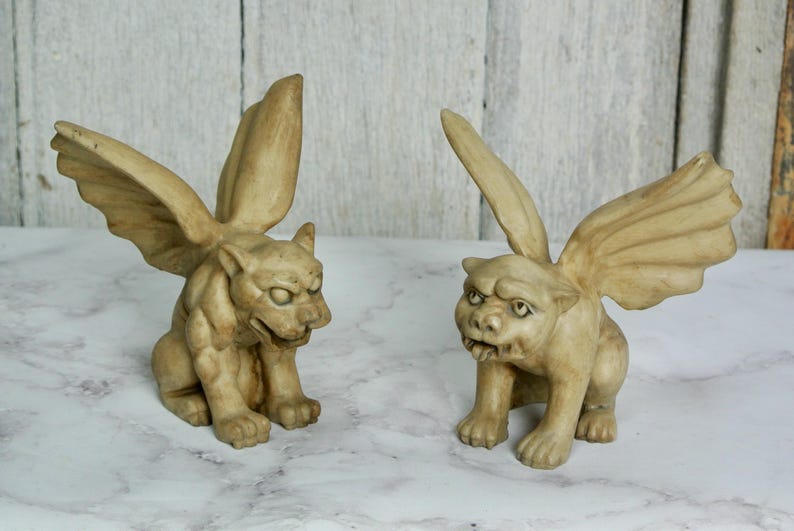 Vintage Small French Gargoyle Figurines - Etsy
