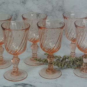 Vintage Pink Swirl Small Drinks Glasses Arcoroc Rosaline France