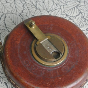 French Antique Tape Measure 33ft Toillac Leather and Cloth image 7