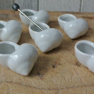 French White Ceramic Snail Shells Set of 12