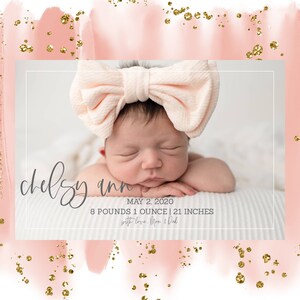 Newborn Birth Announcement-Picture-Digital to Print or Post-Editable-Customizable-Elegant-Simple-Boy or Girl