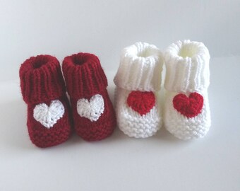 Baby shoes baby girl newborn toddler gift hearts toddler shoes gift baby shower gift baby slippers I Heart U Baby Booties