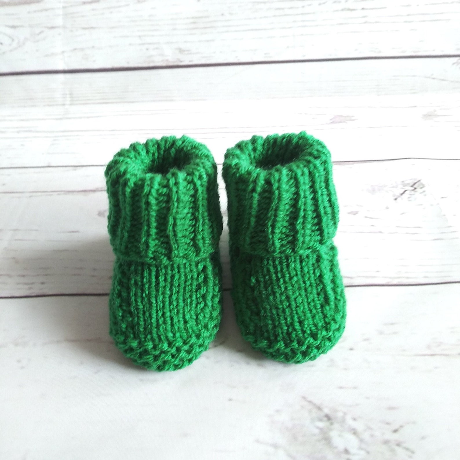 Baby Boy Girl Green Newborn Booties Newborn Gender Neutral Etsy