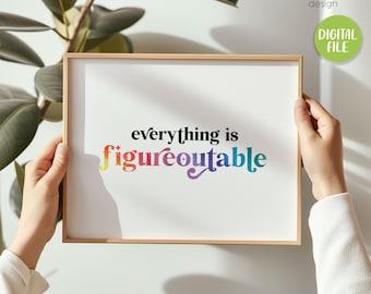Everything is Figureoutable, Printable Motivational Fun Office Wall Art, Classroom Decor, Middle School, High School, DIGITAL DOWNLOAD